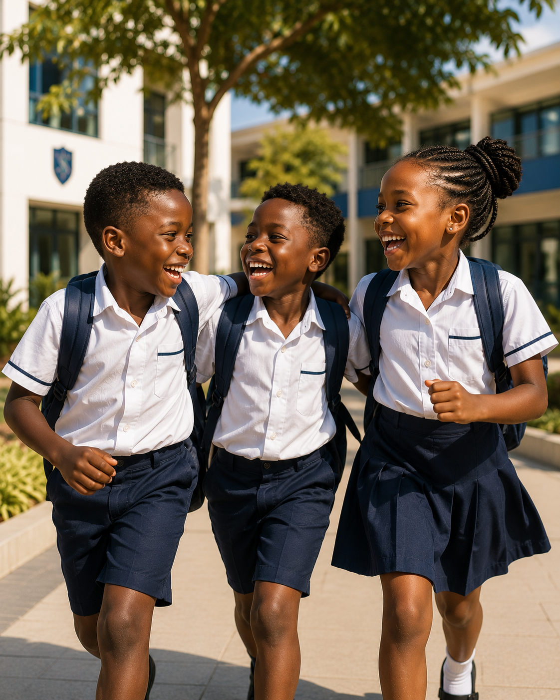 School children smiling outdoors